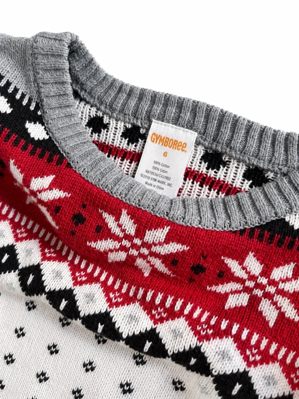 Gymboree Girls Fair Isle Knit Sweater Dress, Size 6, Red Gray White